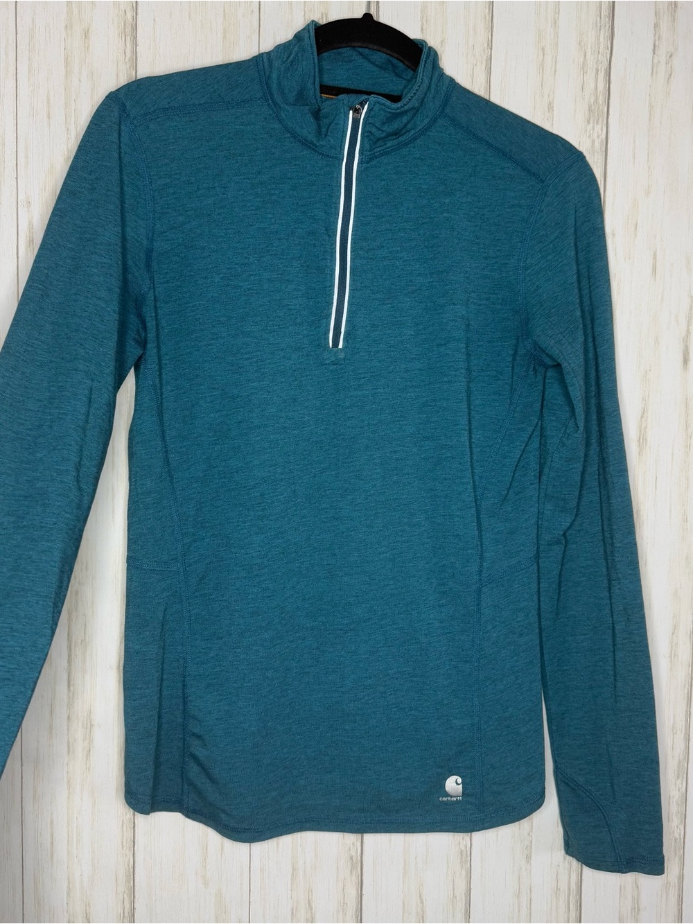 Carhartt Teal Blue 3/4 Zip-Front Long Sleeve Pullover Small